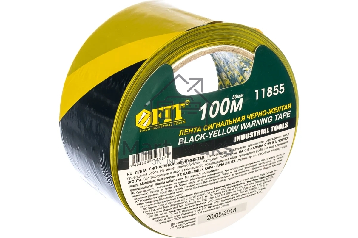 Лента сигнальная FIT IT 11855 черно-желтая, 50*100 м