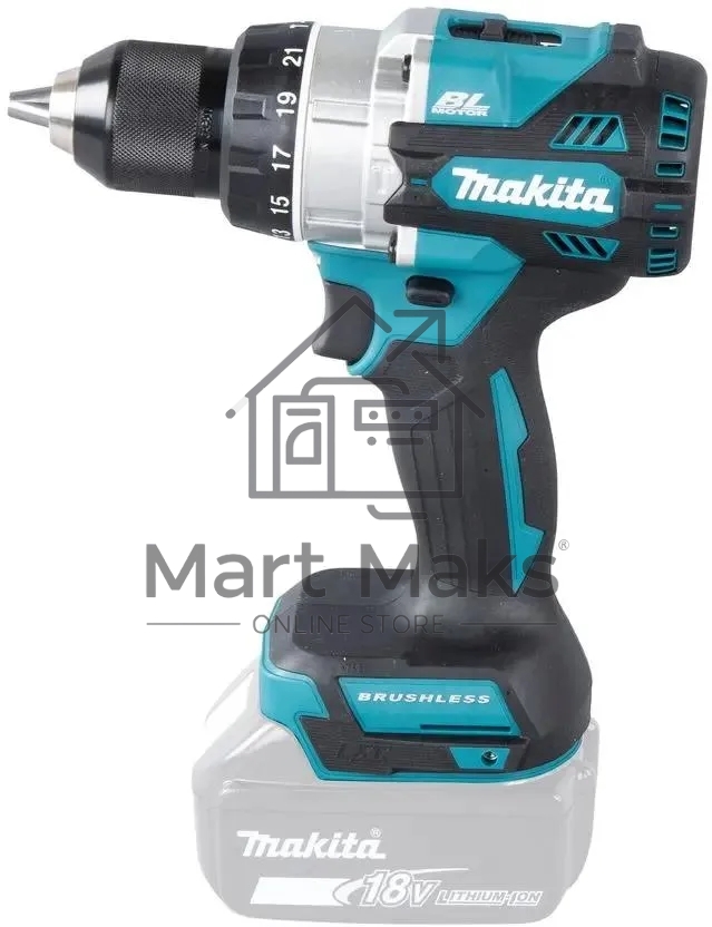 Дрель-шуруповерт аккумуляторная ударная бесщеточная Makita 18В, 13мм, 130Нм (без АКБ и ЗУ)