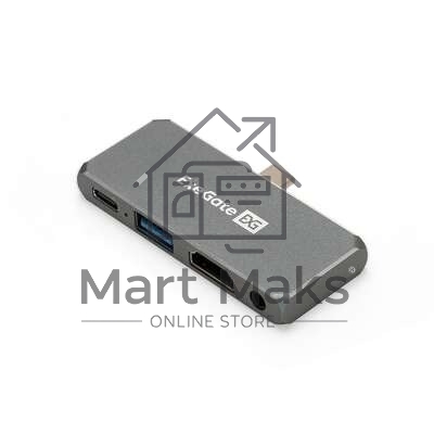 Док-станция 5-в-1 ExeGate DUB-31C/PD/HA (кабель-адаптер USB Type-C --> 1xUSB3.0 + Type-C DATA (480MB/s) + PD 100W + HDMI 4K@30Hz + Audio, Plug&Play, подходит для iPad Pro и мобильных телефонов, серый)