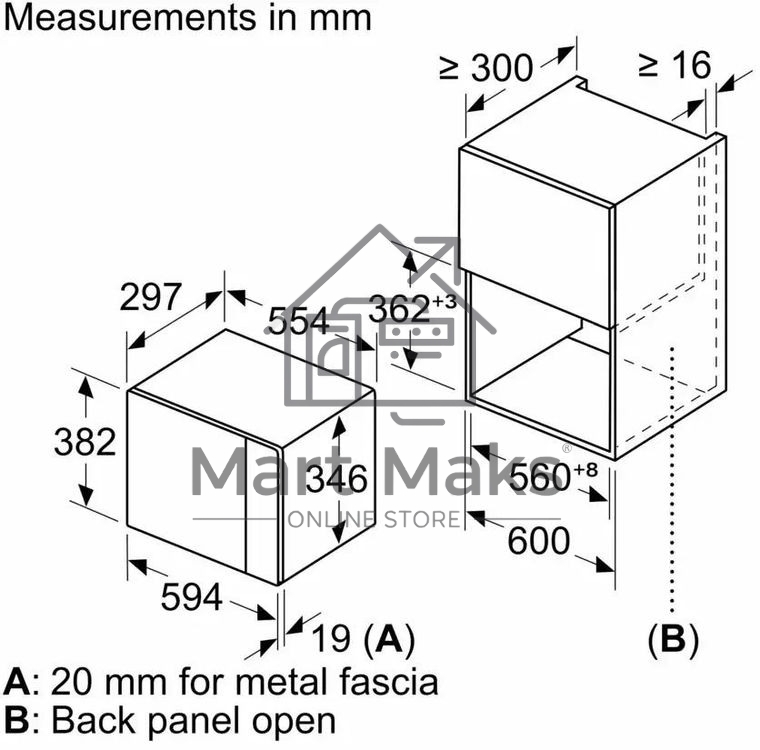 Встраиваемая микроволновая печь Bosch BFL524MB2 черный 20л. 800Вт