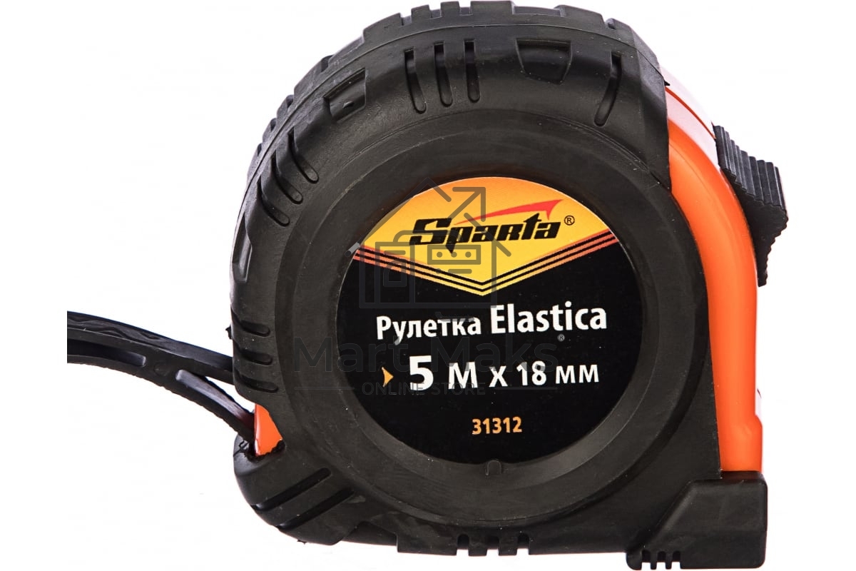 Рулетка SPARTA 31312 elastica 5 мх18мм обрезиненный корпус