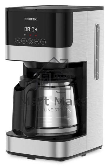 Кофеварка капельная Centek CT-1150 черный/сталь, исп. кофе - молотый, 1.5 л, 1000 Вт.