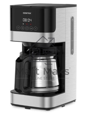 Кофеварка капельная Centek CT-1150 черный/сталь, исп. кофе - молотый, 1.5 л, 1000 Вт.