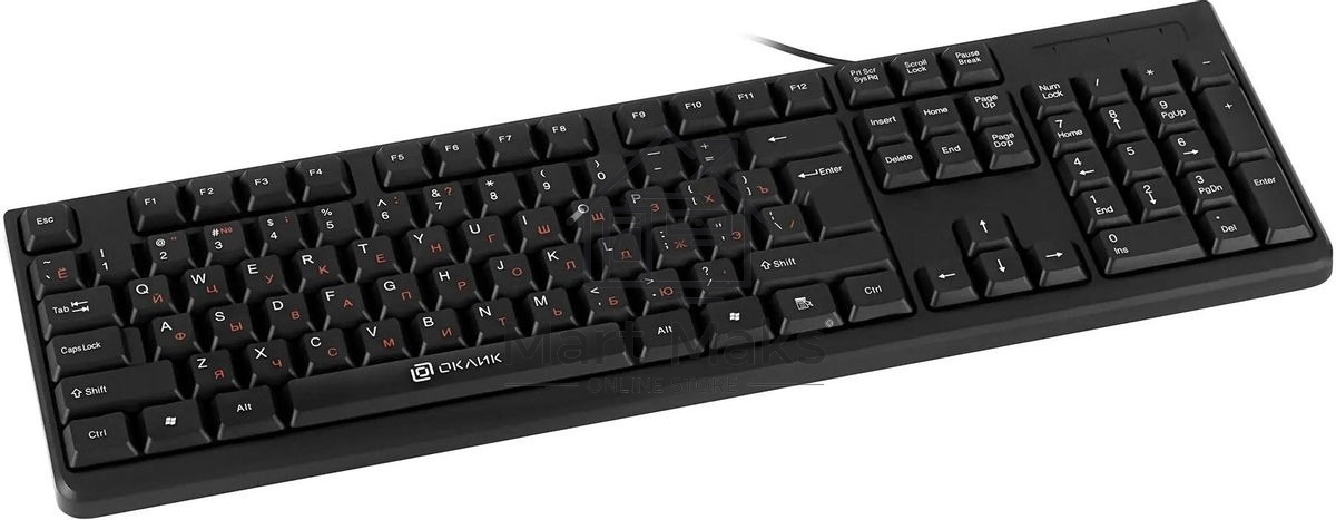 Клавиатура проводная Oklick 100M/100M HW3 черный USB