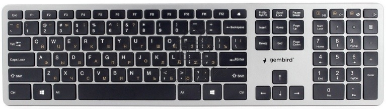 Клавиатура беспроводная Gembird KBW-3, USB, серебристый/черный