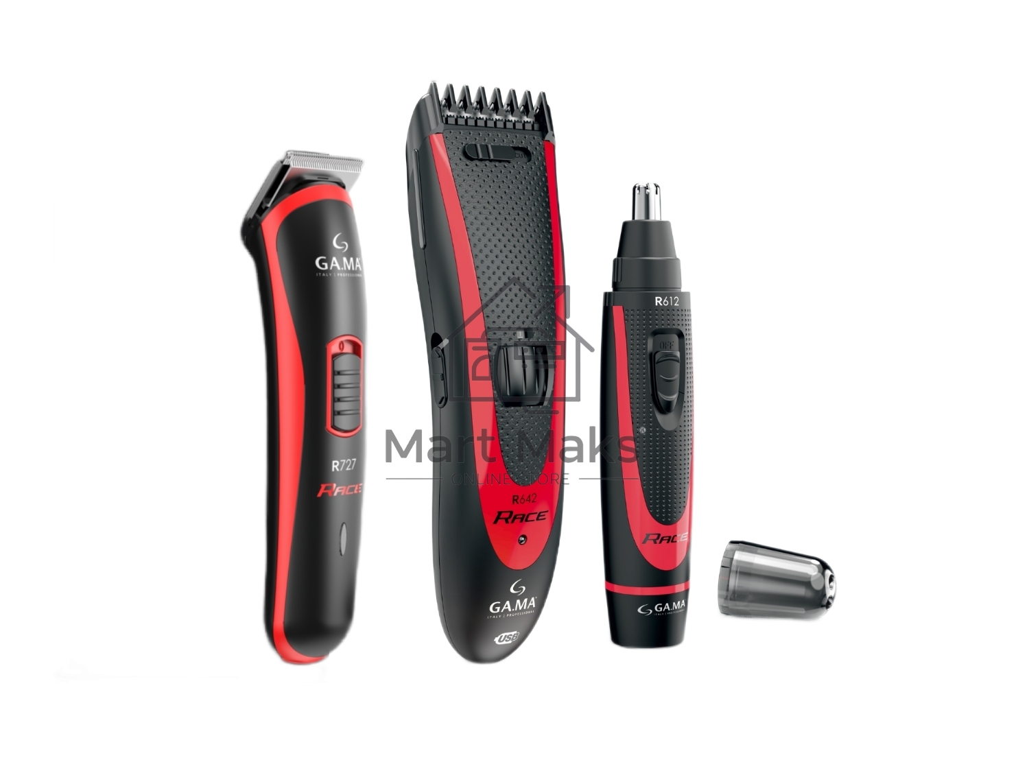 Набор для стрижки GA.MA Машинка R642 - HF + Триммер R727 - HF + Триммер R612 - HF (GM4783)