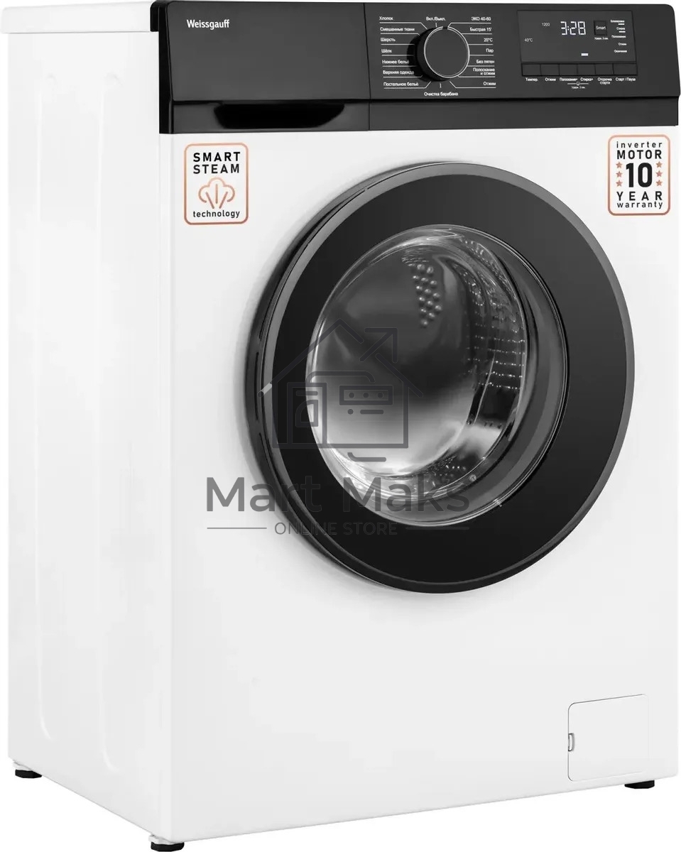 Стиральная машина Weissgauff WM 45127 DC Inverter Steam белый, загрузка фронтальная 7 кг, 1200 об/мин., класс: А+++