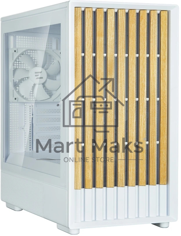 Компьютерный корпус Zalman P10 NAMU, MATX, белый, WINDOW, FRONT COVER WALNUT, 2x3.5
