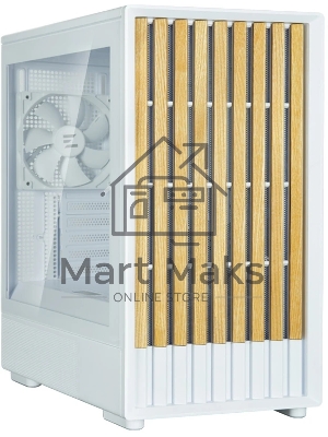Компьютерный корпус Zalman P10 NAMU, MATX, белый, WINDOW, FRONT COVER WALNUT, 2x3.5