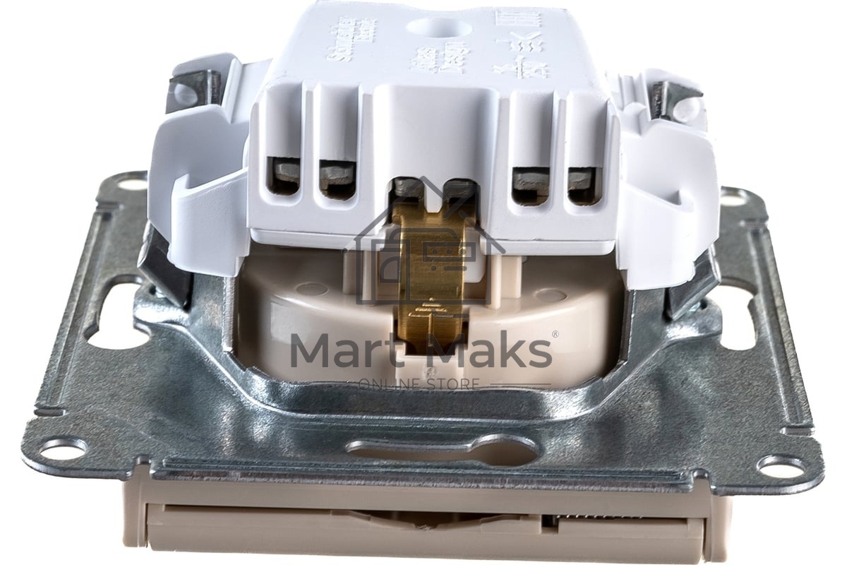Механизм розетки 1-м СП AtlasDesign 16А IP20 с заземл. защ. шторки с крышкой беж.