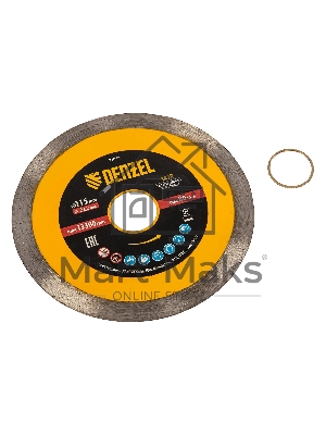 Диск алмазный отрезной Denzel 115 х 22,2 мм, сплошной, супертонкий, горячий пресс, мокрое резание
