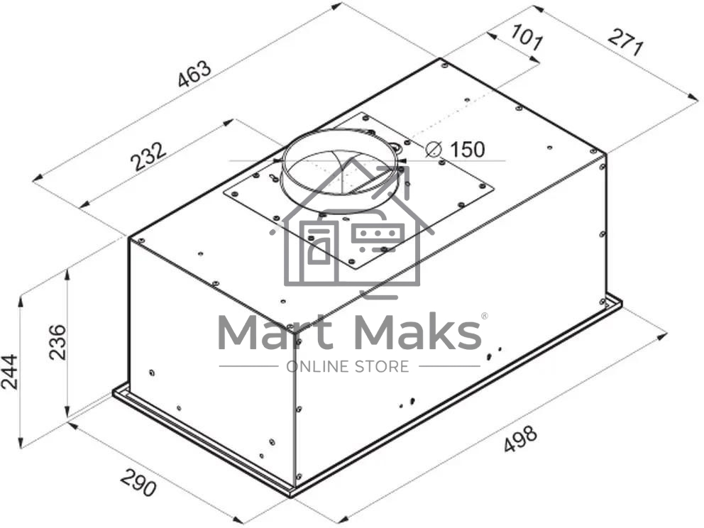 Вытяжка встраиваемая Maunfeld Crosby Power 50 черный, 50 см, 1050 куб. м/ч, 51.8 дБ