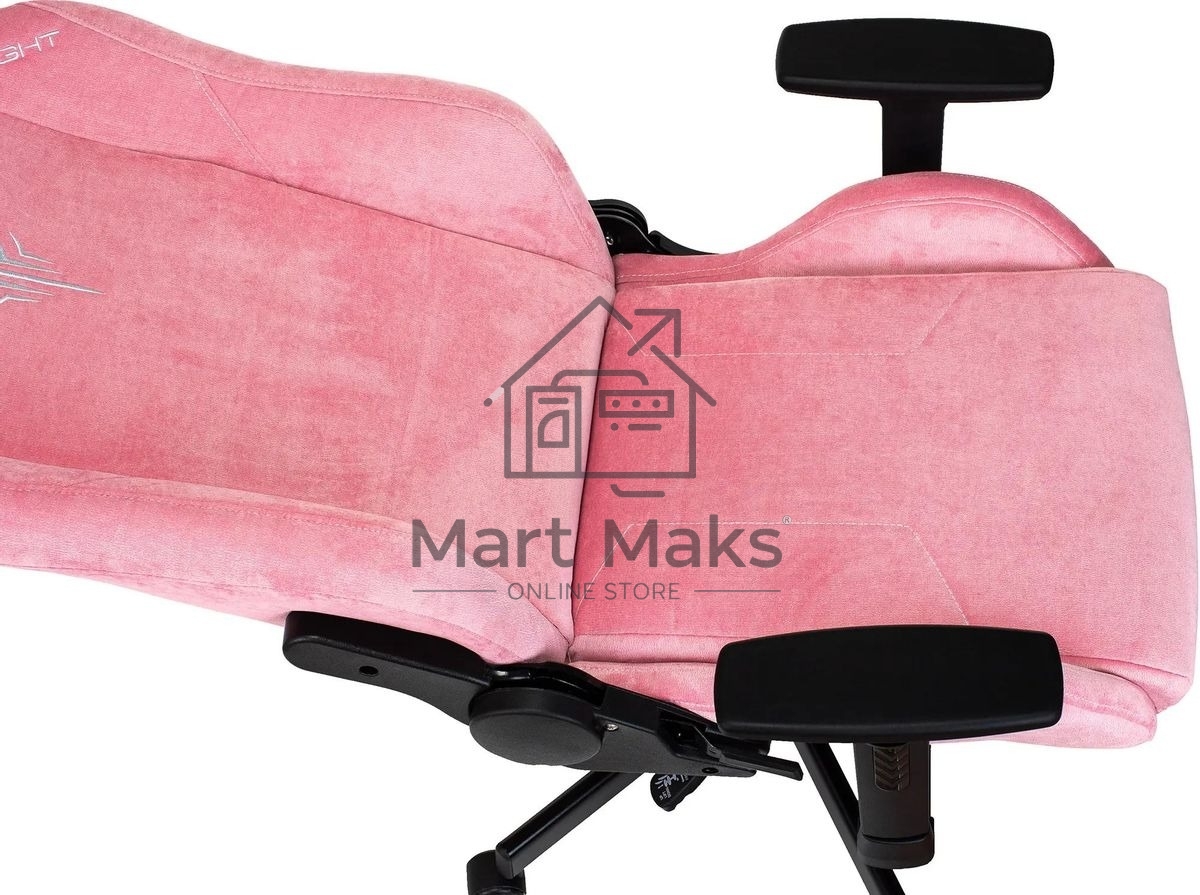 Кресло игровое Knight N1 Fabric розовый Velvet 36 с подголов. крестовина металл