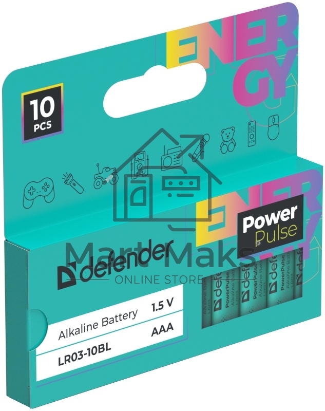 Батарейка алкалиновая Defender LR03-10BL ААА,блистер,10 шт.,PowerPulse