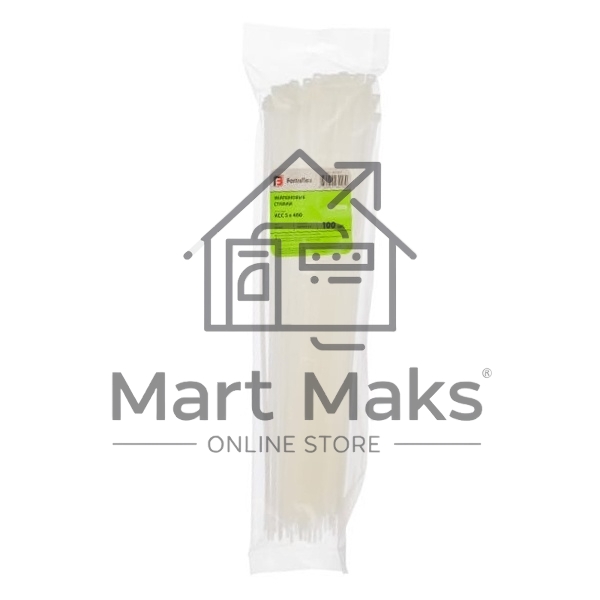 Нейлоновые стяжки FORTISFLEX КСС 5х400 мм белый 100 штук 49787