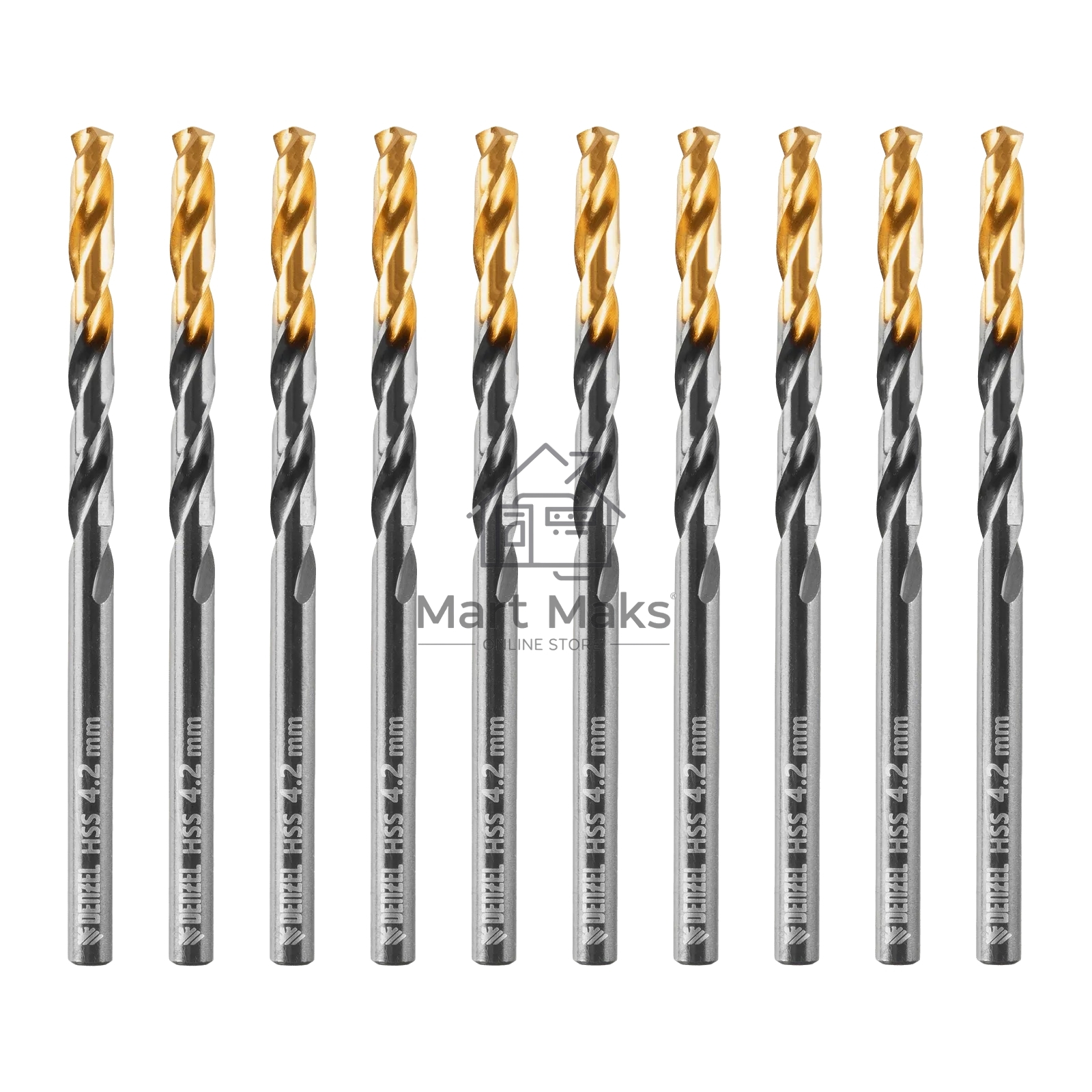 Сверло по металлу Denzel 4,2 мм, HSS-Tin, Golden Tip, 10 шт.