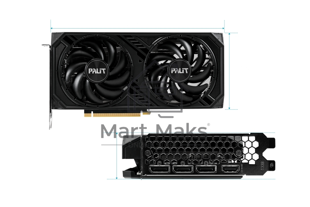 Видеокарта Palit RTX4060TI DUAL OC NVIDIA GeForce RTX 4060TI 8192Mb PCI-E 4.0 128 GDDR6 2685/9000 HDMIx1 DPx3 HDCP Ret