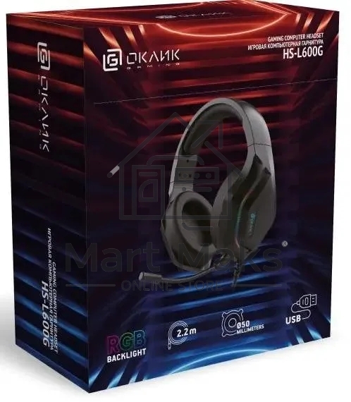 Наушники с микрофоном Oklick HS-L600G черный 2.2м мониторные USB оголовье (1939588)