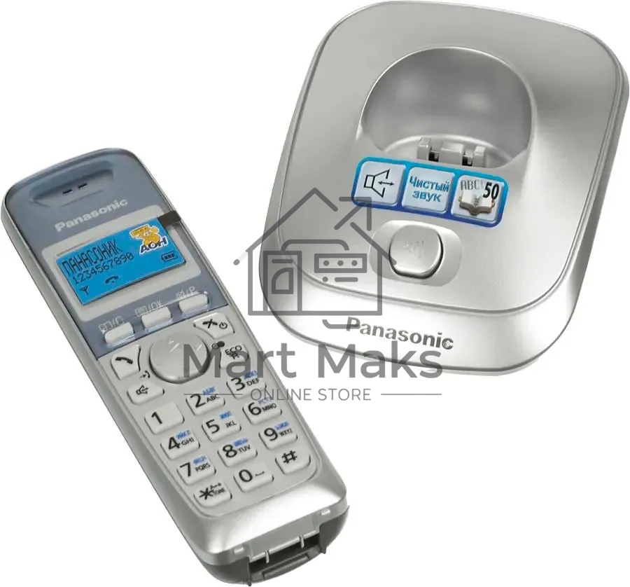 Телефон беспроводной (DECT) Panasonic KX-TG2511RUS (серебристый) АОН, Caller ID,спикерфон на трубке,переход в Эко режим одним нажатием