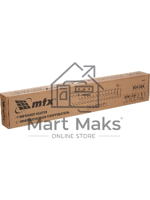 Обогреватель инфракрасный MTX КМИ-2000, черный, кварцевый, 2000 Вт, 20 м2, плавная регулировка мощности