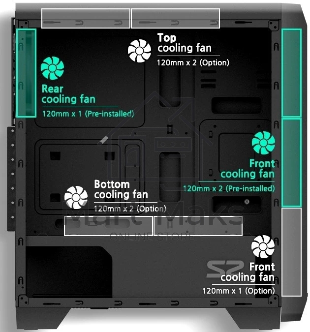 Компьютерный корпус MidiTower Zalman S2 TG TEMPERED GLASS WINDOW black (ATX, mATX, Mini-ITX, USB2.0 x2, USB3.0x1, без БП) (S2 TG)