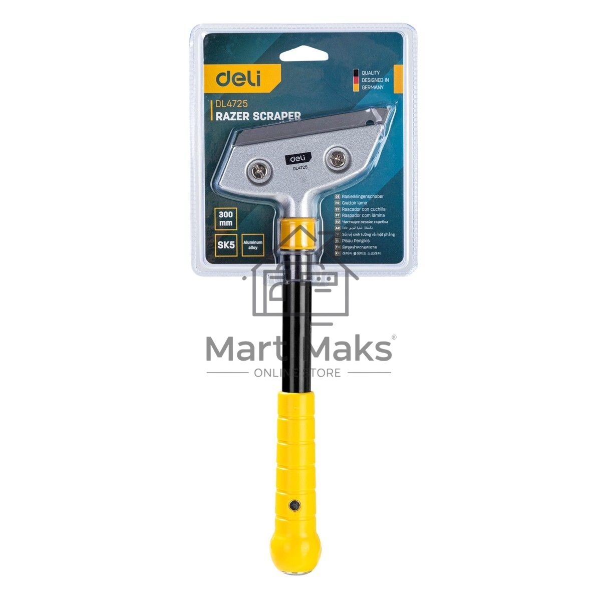 Скребок Deli DL4725 300мм Сталь SK5, Лезвие: глубина 18мм, толщина 0,5мм