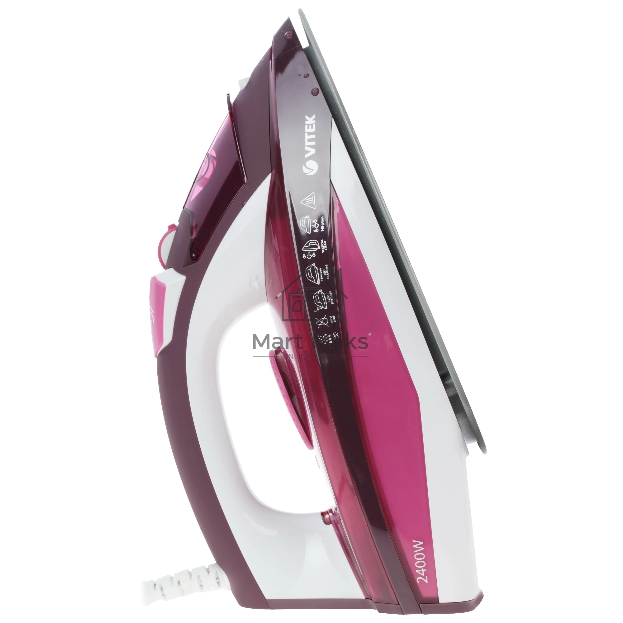 Утюг Vitek VT-1215 (PK) максимальная 2400 Вт.Подошва Ceramic Ultra Care.