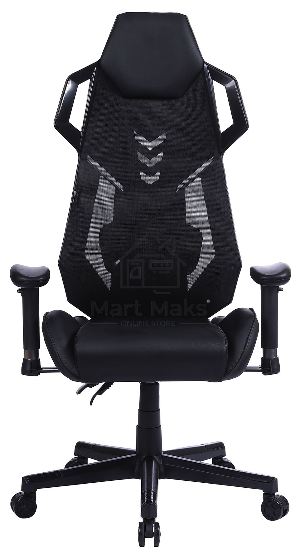 Кресло игровое Cactus CS-CHR-090BL черный, сиденье черный, эко.кожа, крестовина пластик, пластик черный