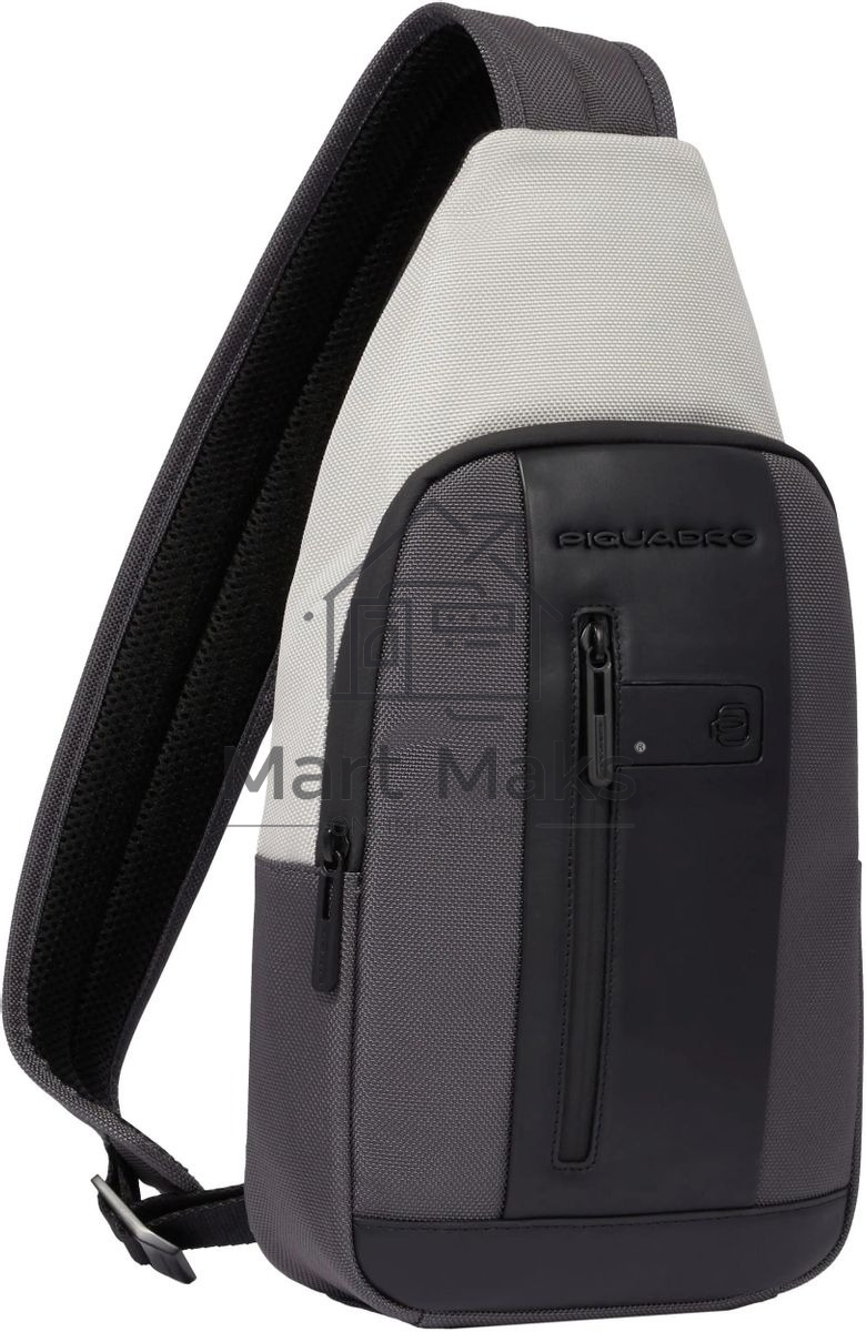 Рюкзак слинг мужской Piquadro Brief2 Special CA4536BR2S/GRN, нейлон/натур.кожа, серый/черный