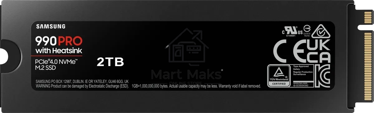 Накопитель SSD Samsung 990 PRO, 2000GB, PCIe 4.0 x4, M.2 2280, NVMe, R/W 7450/6900, с радиатором