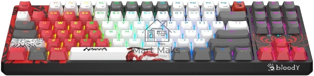Клавиатура A4Tech Bloody WS87 Naraka беспроводная USB, Bluetooth/Радиоканал черный/красный
