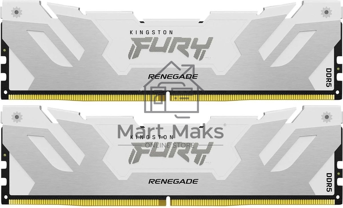 Оперативная память Kingston Fury Renegade, DDR5, 32GB (2x16GB), 6400MHz, CL32, DIMM, радиатор, белый