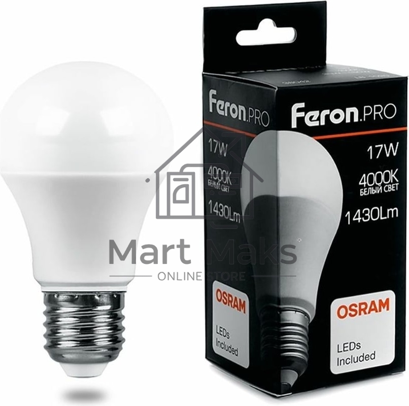 Лампа светодиодная FERON PRO LB-1017 (38039) шар E27 17W 4000K