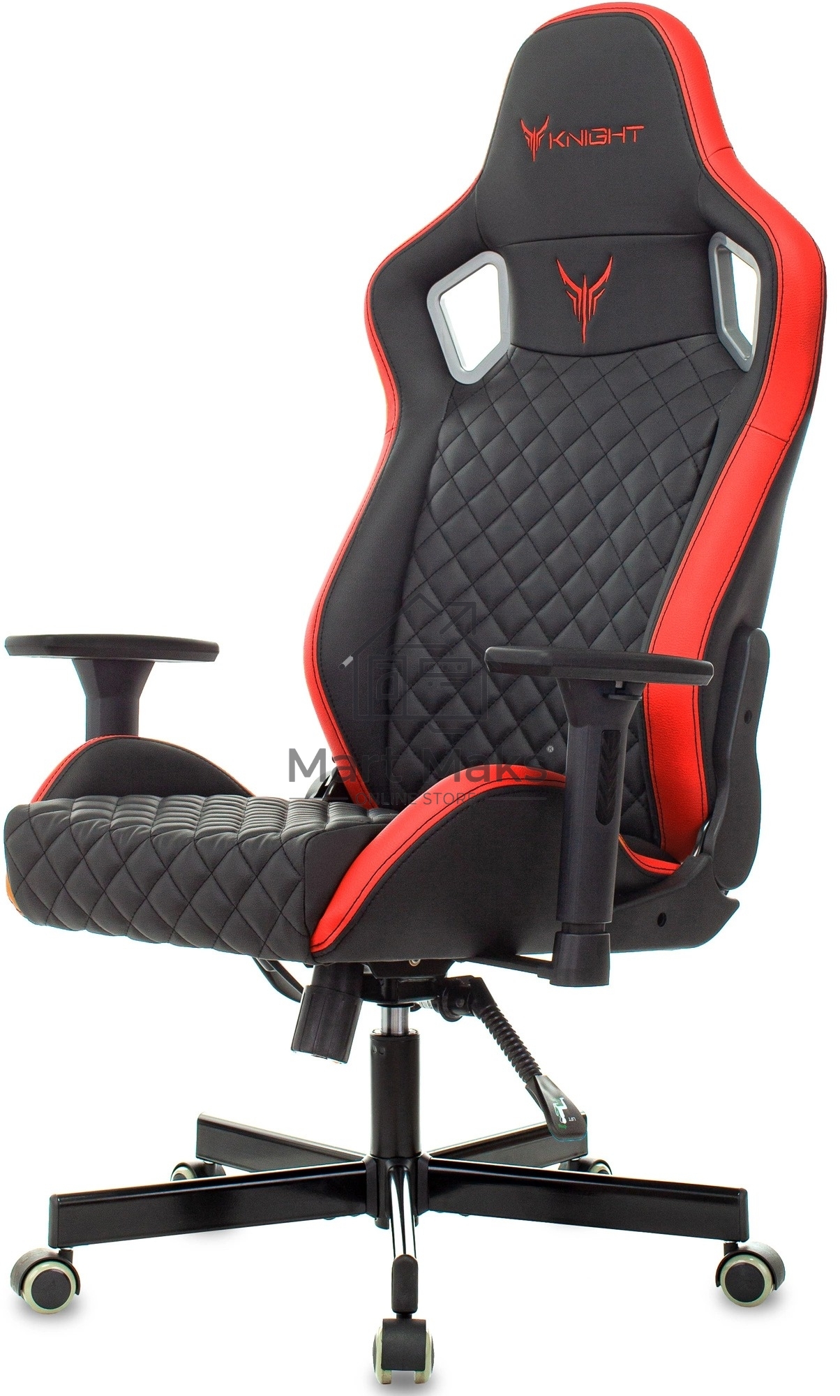 Кресло игровое Knight OUTRIDER черный/красный ромбик эко.кожа с подголов. крестовина металл