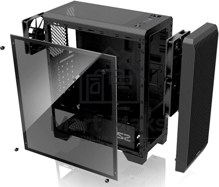 Компьютерный корпус MidiTower Zalman S2 TG TEMPERED GLASS WINDOW black (ATX, mATX, Mini-ITX, USB2.0 x2, USB3.0x1, без БП) (S2 TG)