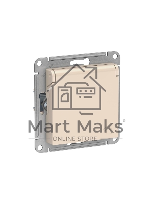 Механизм розетки 1-м СП AtlasDesign 16А IP20 с заземл. защ. шторки с крышкой беж.