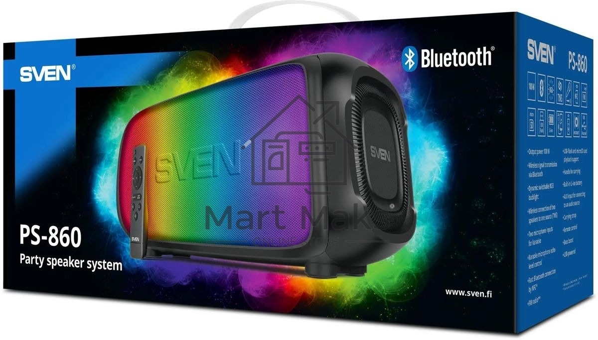 Портативная колонка Sven PS-860 черный 100W 1.0 BT/3.5Jack 5400mAh (SV-022518)