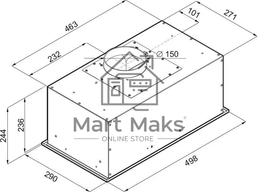 Вытяжка встраиваемая Maunfeld Crosby Power 50 белый, 50 см, 1050 куб. м/ч, 51.8 дБ