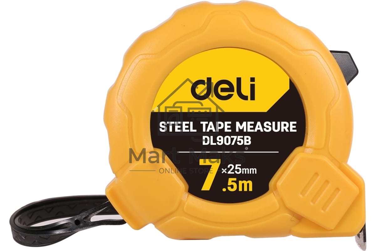 Рулетка Deli DL9075B 7,5м*25мм Метрическая. Корпус ударопрочный.