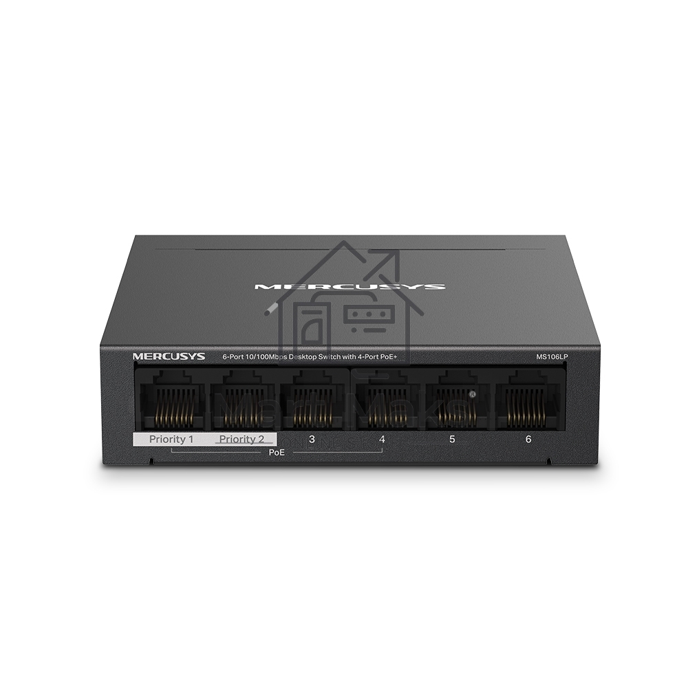 Настольный коммутатор Mercusys MS106LP с 6 портами 10/100 Мбит/с (4 порта PoE+)