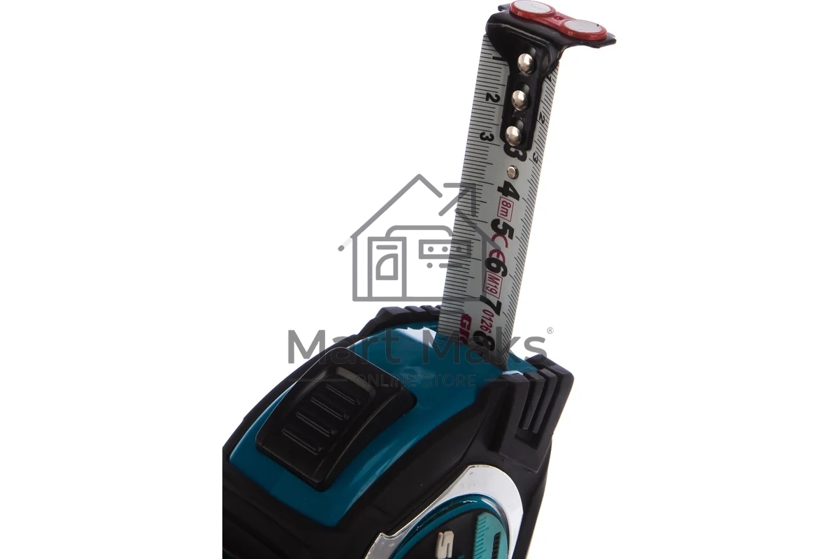 Рулетка Magnetisch, 8м х 25мм, обрезин. корпус,автоматич. фиксация, нейлон. покр.,магн.зацеп Gross