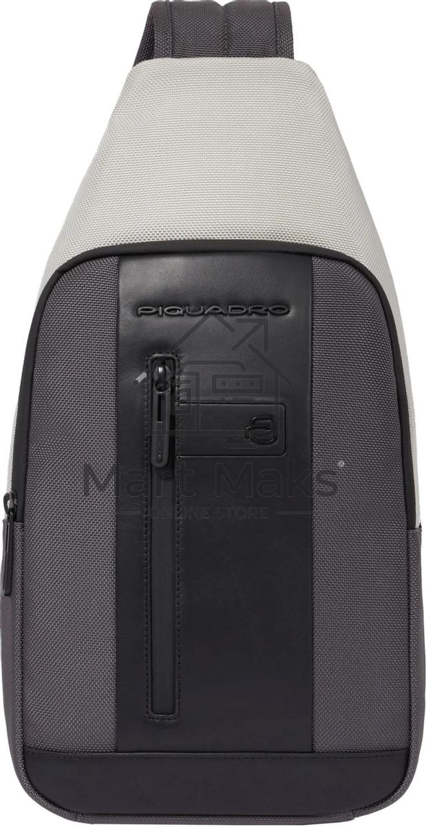 Рюкзак слинг мужской Piquadro Brief2 Special CA4536BR2S/GRN, нейлон/натур.кожа, серый/черный