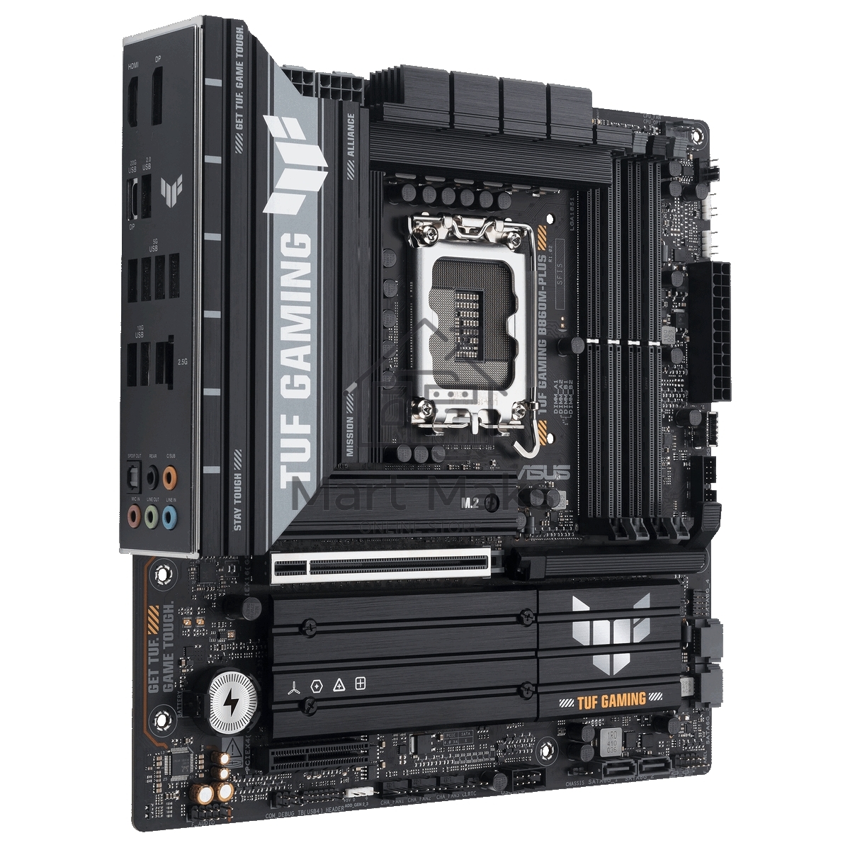 Материнская плата ASUS TUF GAMING B860M-PLUS, LGA 1851, Intel B860, 4xDDR5, 4xSATA, 3xM.2, 1xPCIe 5.0 x16, 1xPCIe x4, 1xUSB-C, 4xUSB-A 3.2 Gen 1, 2xUSB-A 3.2 Gen 2, 1xHDMI, 1xDP, 1x2.5Gb LAN, 7.1, mATX
