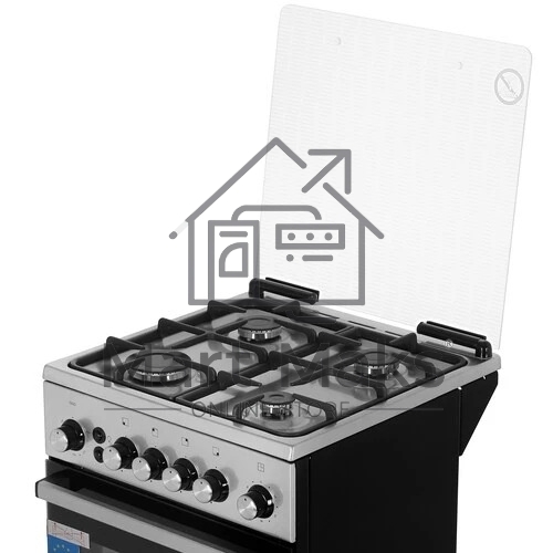 Плита газовая De Luxe 5040.40Г (кр) ЧР-010 серебристый, конфорок 4 шт, духовка 46 л, 50 см x 85 см x 50 см