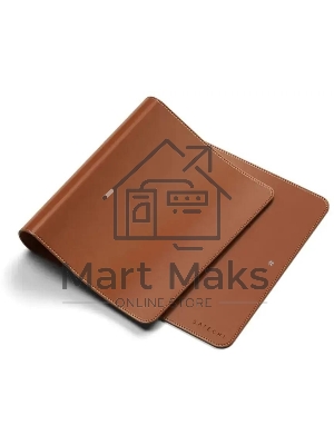 Коврик для мыши и клавиатуры большой из веганской кожи Satechi Vegan-Leather Premium Desk Mat, коричневый