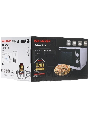 Микроволновая печь Sharp R-2000RW белый, 20 л, 800 Вт, переключатели - поворотный механизм