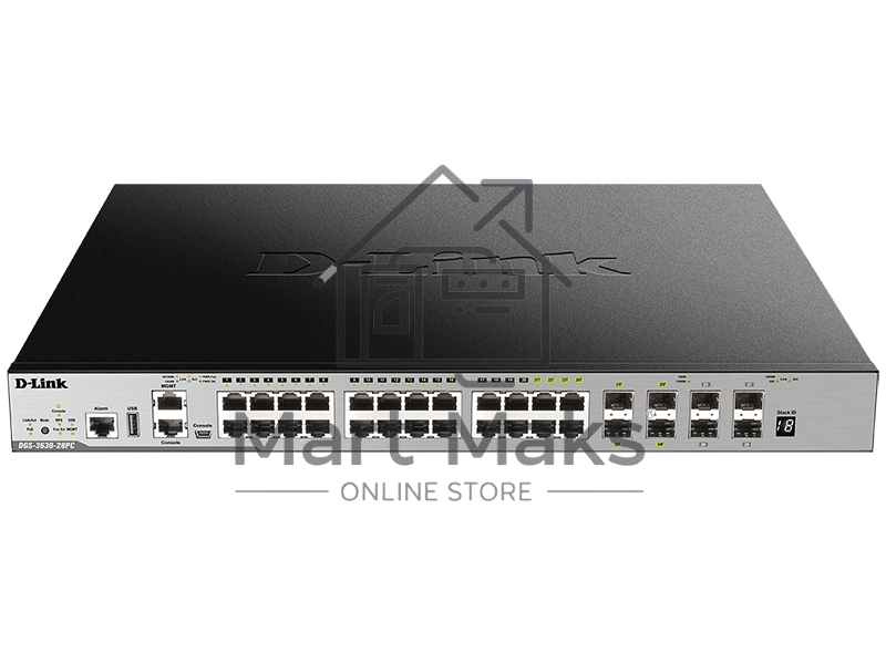 Коммутатор D-Link DGS-3630-28PC/A2ASI, 24×1 Гбит/с PoE + 4×10 Гбит/с SFP+, управляемый