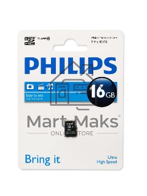 Флеш карта microSD 16Gb PHILIPS microSDHC Class 10
