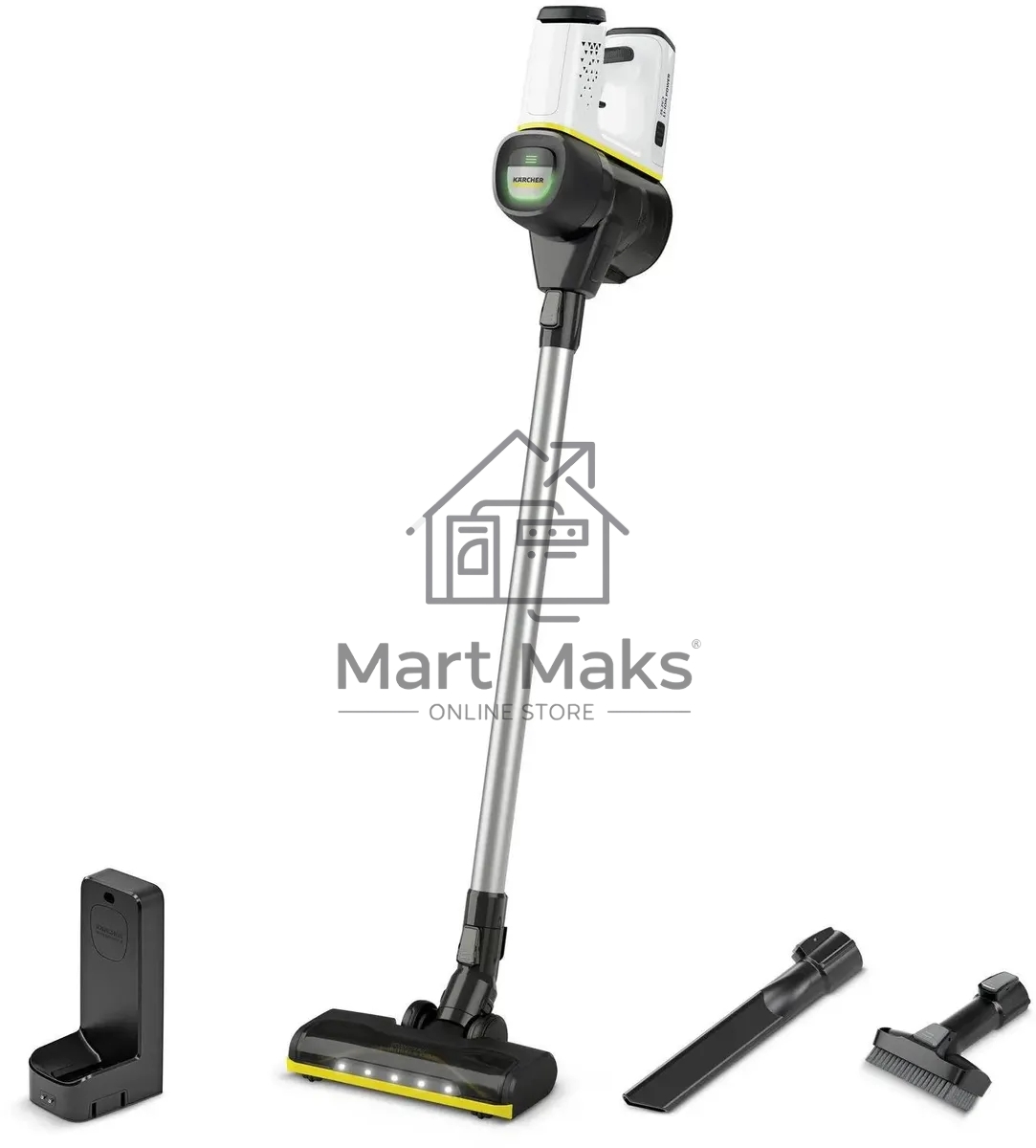 Пылесос вертикальный/ручной Karcher VC 6 Cordless ourFamily белый/черный, питание от аккумулятора, 250 Вт, уборка сухая, пылесборник 0.8 л, работа от АКБ max - 50 мин