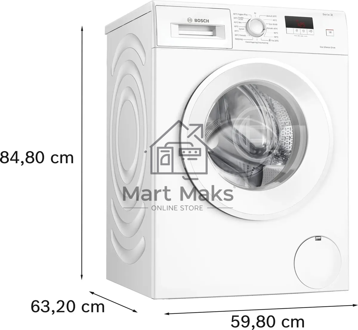 Стиральная машина Bosch WGE03200SN белый, загрузка фронтальная 8 кг, 1200 об/мин., класс: А